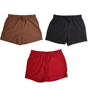 Mondetta Womens Active Short Drawstrings Cuffed Hem High Rise Pockets 3PK L